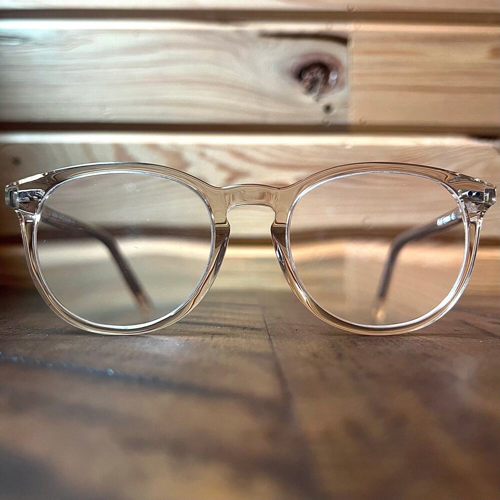RFLKT Aura Eyeglass Frames Round Champagne Keyhole Acetate 50-19-140 Medium